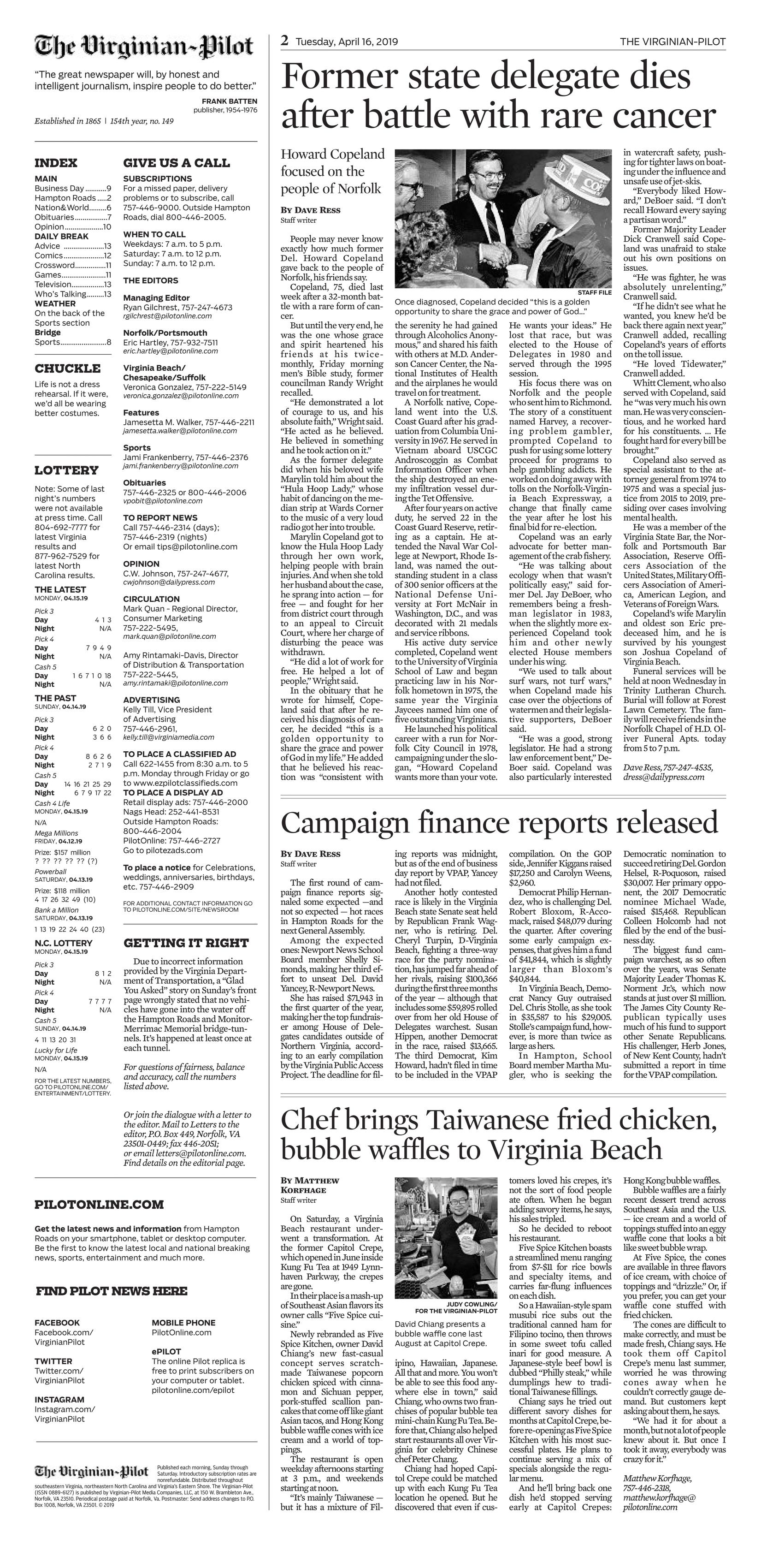 The Virginian-Pilot - 16-04-2019 : Free Download, Borrow, and 